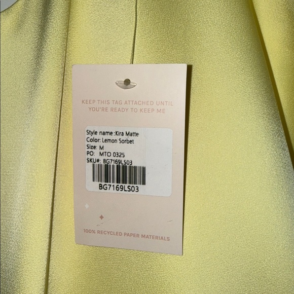 NWT! Birdy Grey One-Shoulder Pale Yellow Bridesmaid Gown - Picture 5 of 5